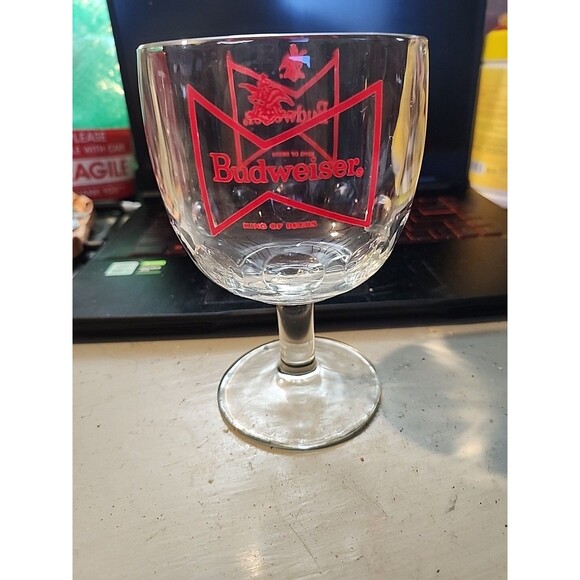 Vintage Budweiser Beer Goblet – Red Bowtie Logo Chalice Glass Barware - Picture 9 of 9